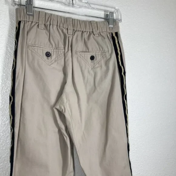 Zadig & Voltaire Pants Womens 36 Beige Tuxedo Stripe Gold Trim Casual Cotton - Picture 3 of 9